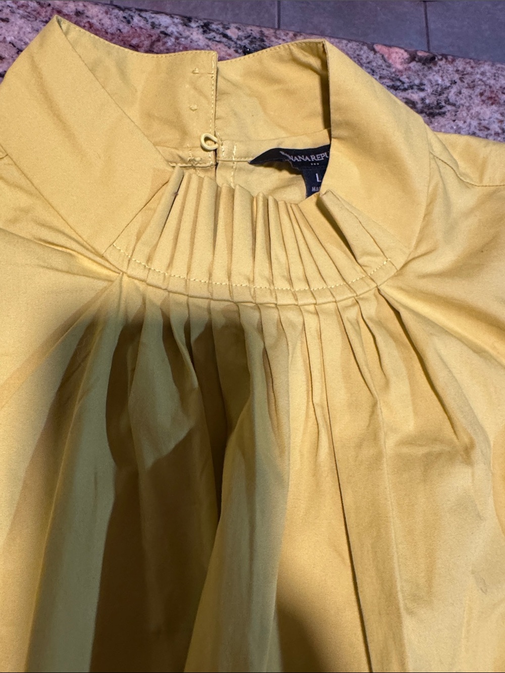 Banana Republic Yellow Pleated High-Neck Blouse